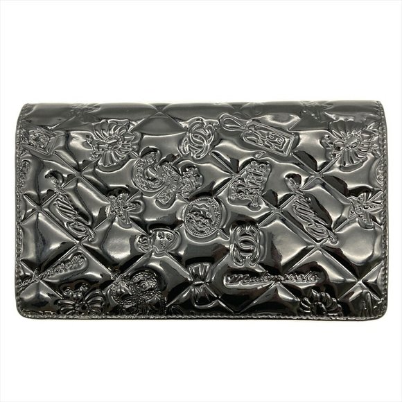 CHANEL No.5 Icon Long Wallet Patent Leather Black Coco Mark Women's - Picture 1 of 10
